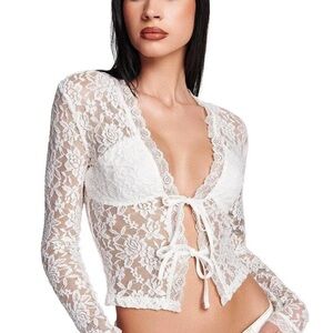 I.AM.GIA Sapphira White Lace Long Sleeve Top medium